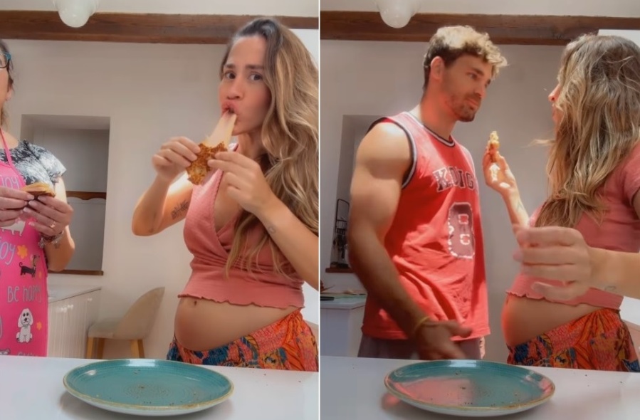 Jimena Barón preparó el tostado viral de pan dulce, quedó asombrada y su novio aprovechó: ”¿Querés que muerda más?”