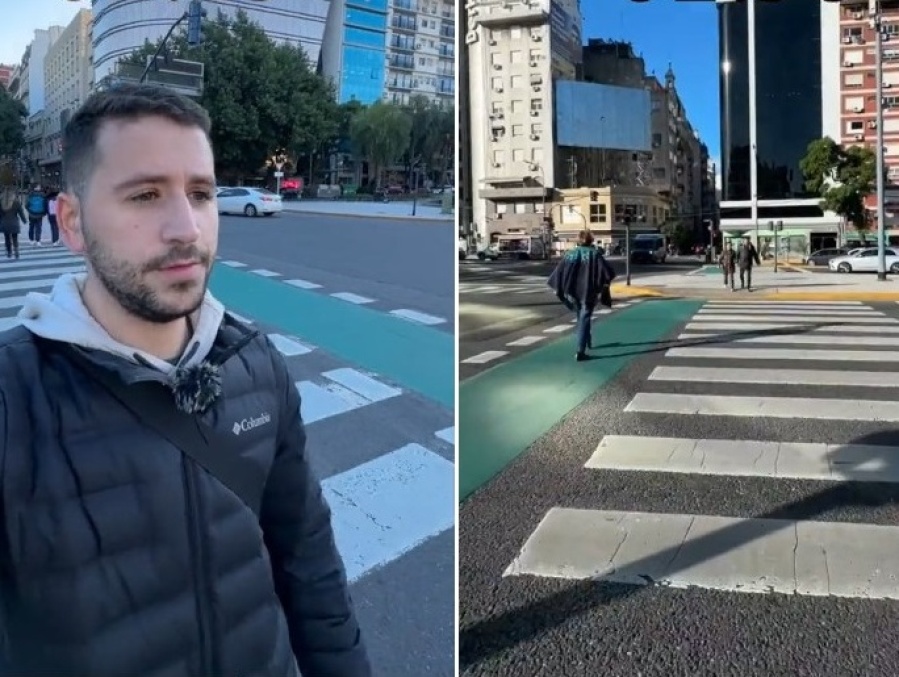 Viajó a la Argentina desde Arabia Saudita, llegó la 9 de Julio y mostró cuánto tiempo tardó en cruzar: ”Es una locura”