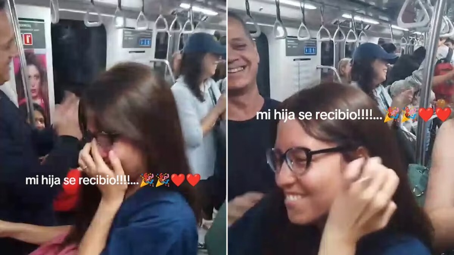Su hija se recibió de médica, hizo estallar en aplausos a los pasajeros del subte y el video fue viral