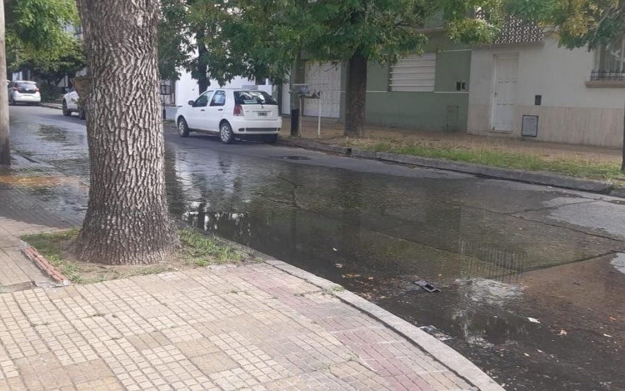 Vecinos de 18 y 62 denuncian que una pérdida de agua ”convirtió la calle en una laguna”