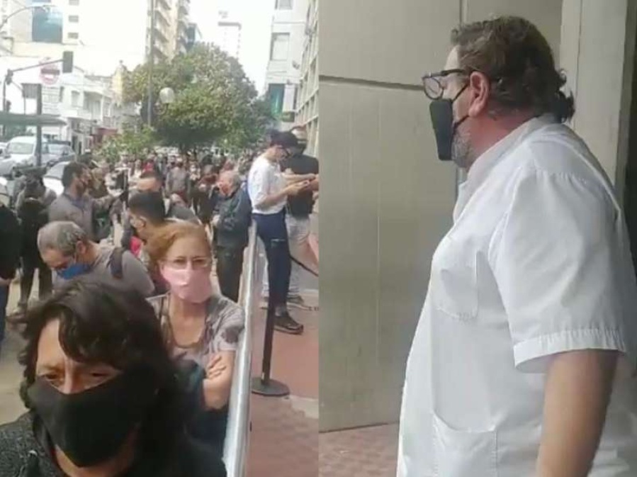Video: un médico platense le advirtió a la gente que hacía fila en un banco lo peligroso que es por el coronavirus