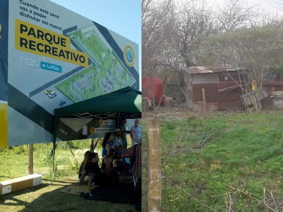 Ya levantaron una casilla en el futuro Parque Recreativo de Los Hornos y nadie interviene: ”Vemos gente durante el día”
