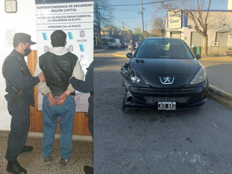 Cayó un delivery de drogas en La Plata luego de ser perseguido y chocar contra un patrullero