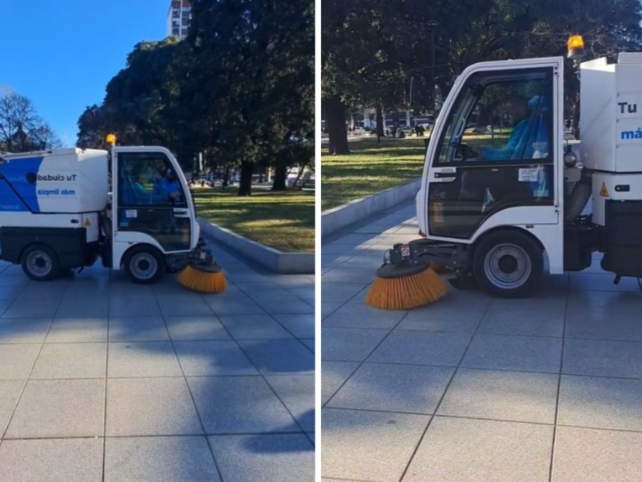 Filmaron a la mini barredora de Plaza San Martín y es fue furor en redes con una canción de Los Simpson