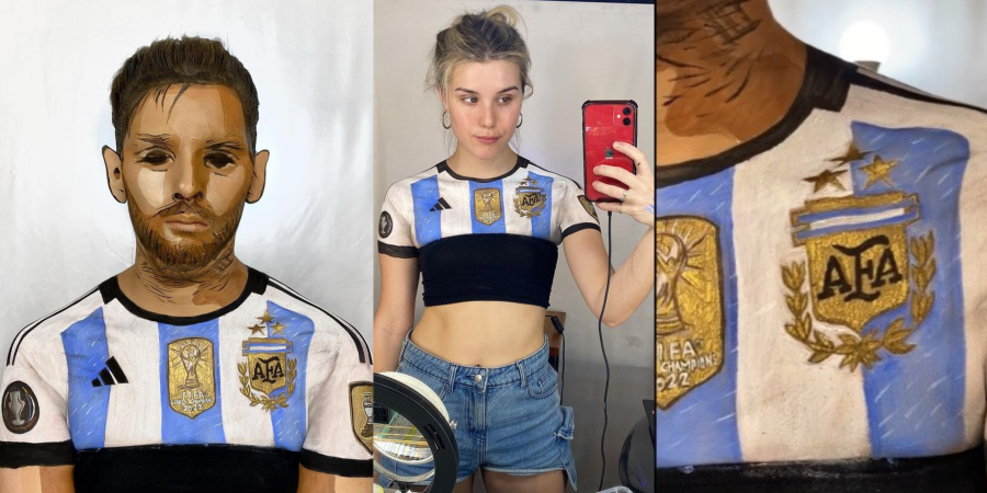 Una chica de Berisso estuvo más de 10 horas maquillándose hasta tener la cara de Messi y es furor