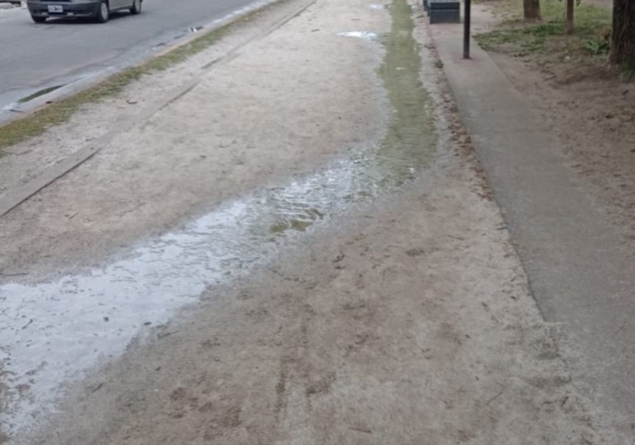 Vecinos reclamaron por una gran pérdida de agua que bordea el Parque San Martín
