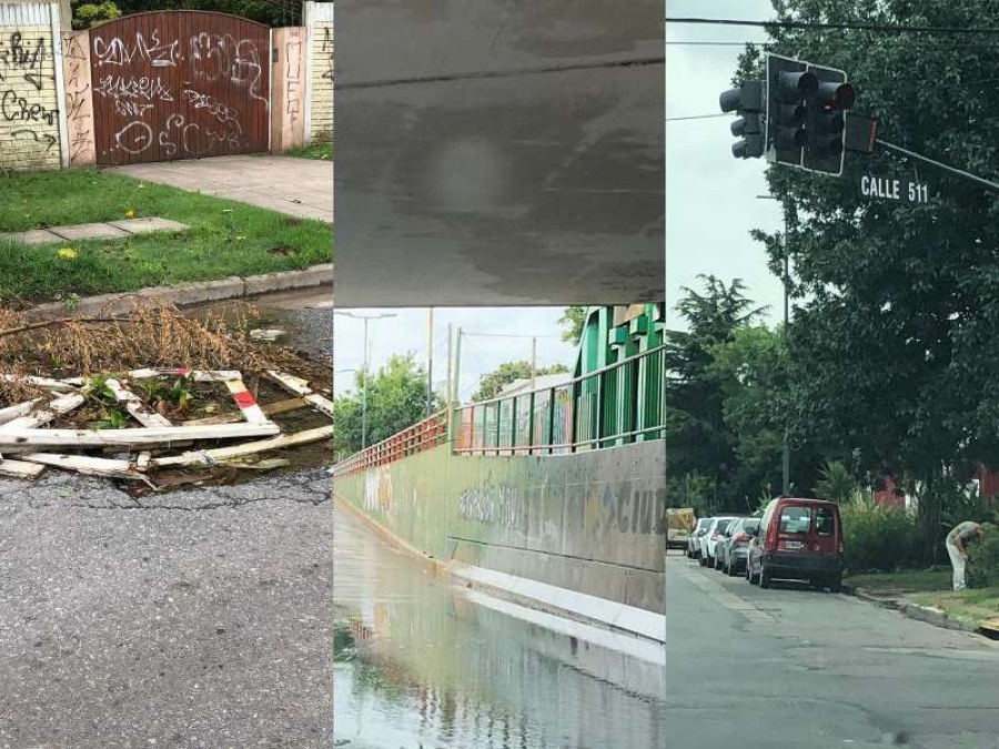 La Plata abandonada por Julio Garro: semáforos torcidos, calle anegadas y baches tapados con basura