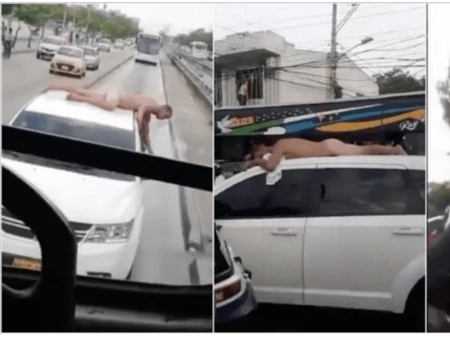 Desnudó a su marido infiel y lo paseó en el techo del auto