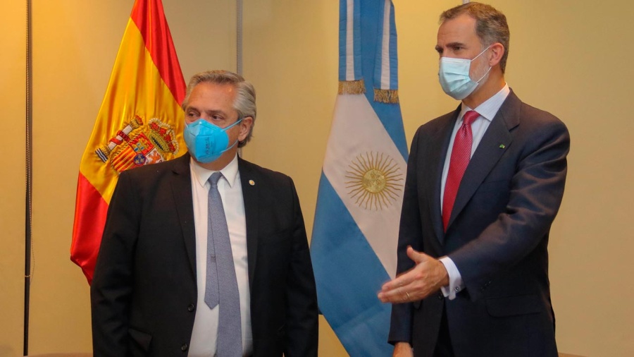 Alberto Fernández se reunió con el Vicepresidente de España y el Rey Felipe VI